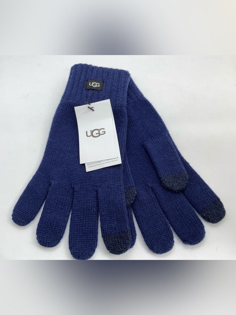 UGG Men’s Navy Knit Touchscreen Gloves with Charcoal Tips
